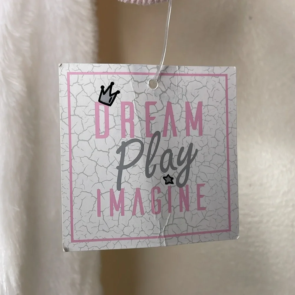 DREAM PLAY IMAGINE Halloween Costume Plush Unicorn One Piece Pink & White 3-6M